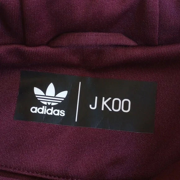 Adidas Originals X J Koo Trefoil Ruffle Hoodie Tunic Sweatshirt S Burgundy - Picture 6 of 15